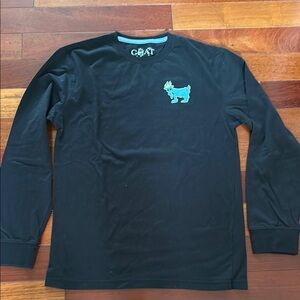 GOAT USA Black Long Sleeve Shirt with Blue Logo. NWOT